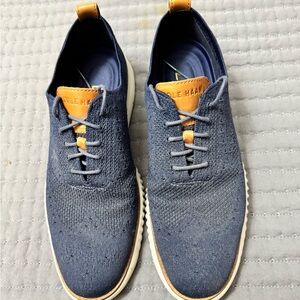 Cole Haan Men's Blue and Tan Knit Sneakers